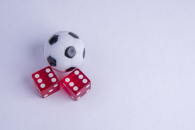 High angle view of ball on white background