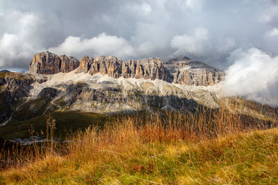 View of landscape and mountains against sky