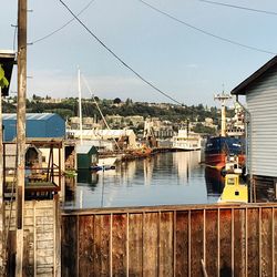 View of boats in harbor