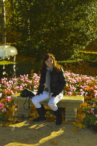 Woman sitting in park