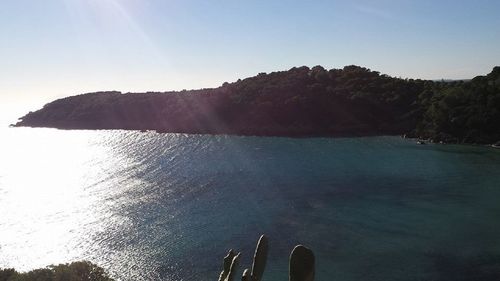 Scenic view of sea against clear sky