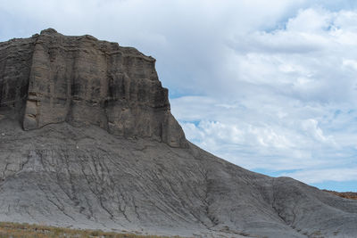 Desert landscape of barren grey hillsides near hanksville, utah