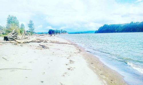 Scenic view of beach against sky