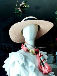 Rear view of hat on table