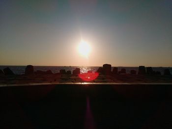 Scenic view of sea against clear sky during sunset