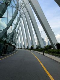 Road amidst buildings against sky