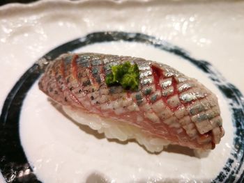 Close-up of sushi served in plate