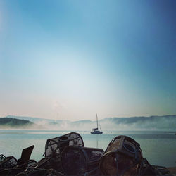 Scenic view of sea against clear sky