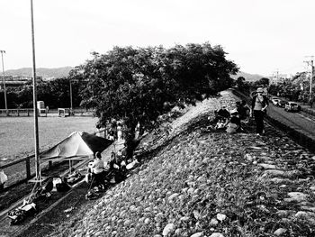 People walking on road