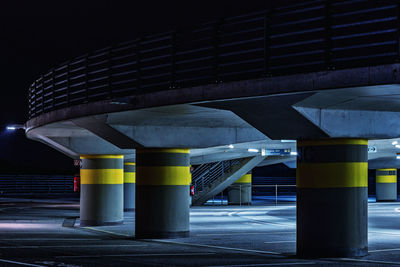Illuminated parking lot at night