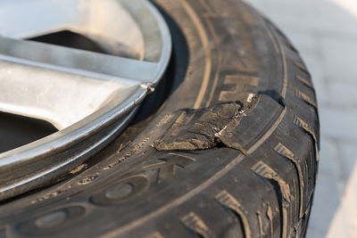 Close-up of bicycle wheel