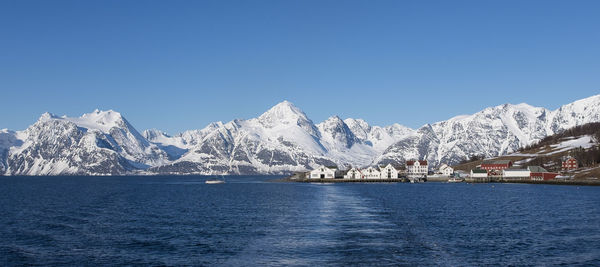 Scenic view of snow covered mountains