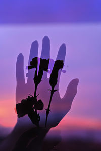 Low angle view of silhouette people against sky during sunset