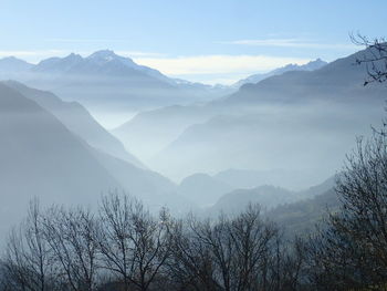 Scenic view of mountains against sky