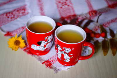 Close-up of tea cup on table