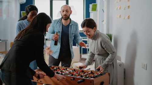 Business colleagues working in office