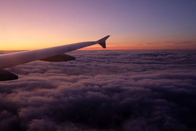 Aerial view of cloudscape against sky during sunset
