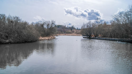 Scenic view of lake against sky