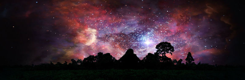 Firework display against sky at night