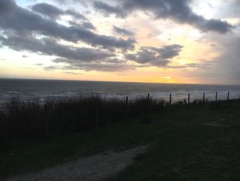 Scenic view of sea against sky during sunset