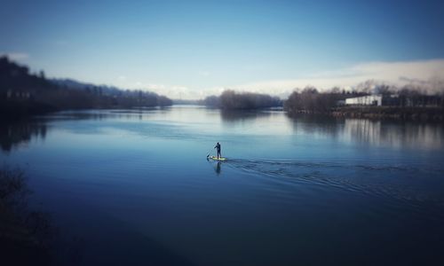 Scenic view of lake against clear sky