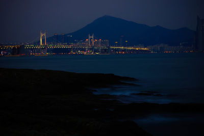 Illuminated cityscape at night