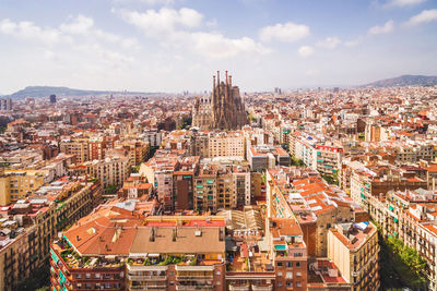 High angle view of buildings in city