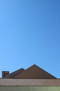 Low angle view of building against clear blue sky