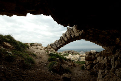 Rocks in old ruin cave