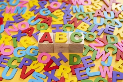 Full frame shot of toys on table
