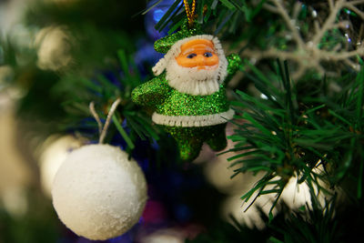 Close-up of christmas decoration on tree