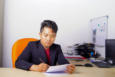 Man working on table