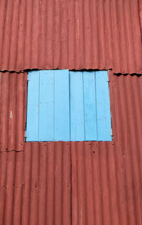 Full frame shot of blue metallic structure