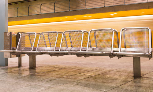 Empty seats in subway station