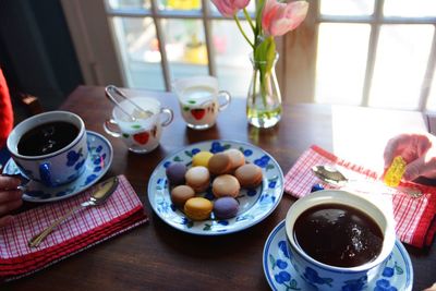Close-up of coffee cup on table
