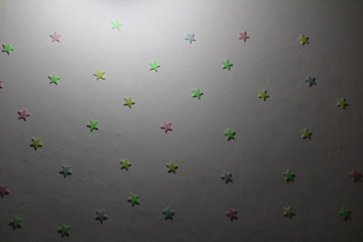 High angle view of multi colored lights on wall