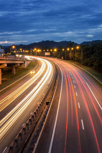 Light trails on highway at night