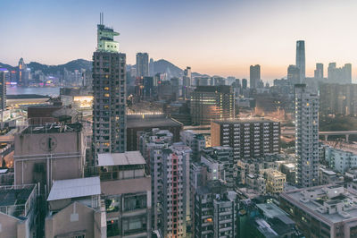 Aerial view of city at night