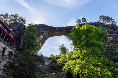 Bridge over river against sky