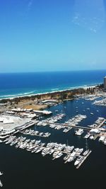 Scenic view of sea against blue sky