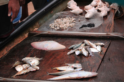 High angle view of food on table