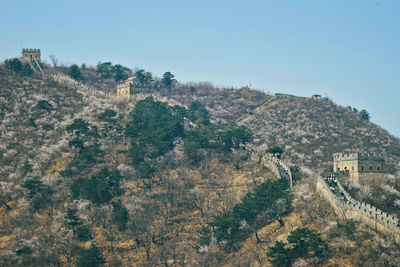 Scenic view of landscape against clear sky the lakeside great wall of ming dynasty 