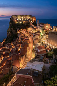 High angle view of buildings in city