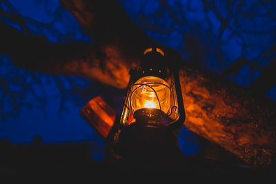 Close-up of illuminated lantern