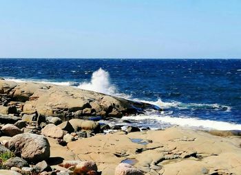 Scenic view of sea against clear sky