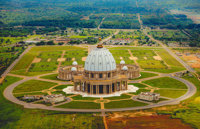 Basilica of our lady of peace amidst landscape
