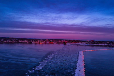 Scenic view of sea against sky at sunset