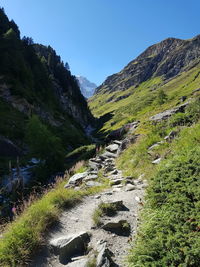 Idyllic hiking path on the upper part of zermatt during summer