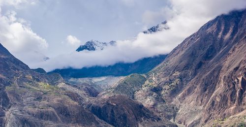 Panoramic view of mountains against sky