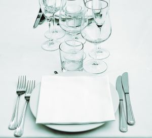 Empty glasses on table